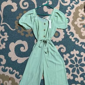 Green polkadot romper
